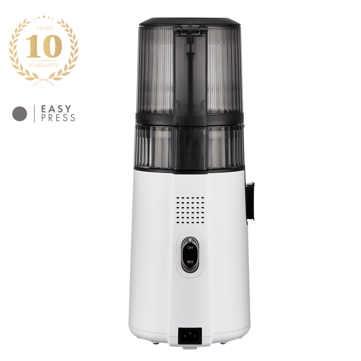 Hurom Juicer in white, designed for easy use and efficient juicing, ideal for those looking for the Best Juicer Malaysia and a Fruit Juicer Blender