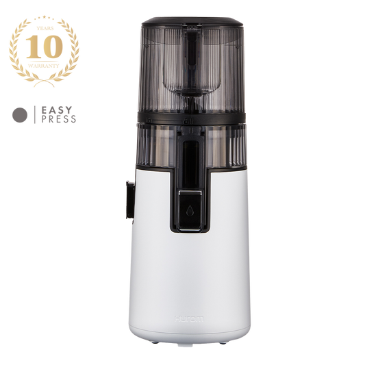 Hurom Slow Juicer in white, perfect for easy juicing with fresh fruits, ideal for a Juicer Machine and Slow Juicer Malaysia