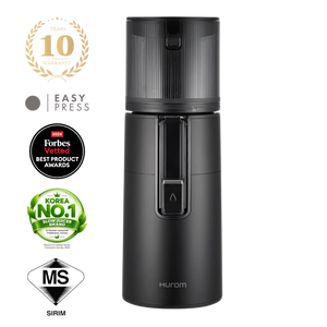 Hurom H400 slow juicer in black, front view